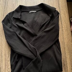 Zara Black Ribbed Top